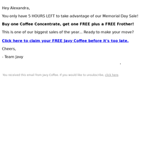 Javy Coffee email thumbnail