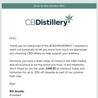 The CBDistillery email thumbnail