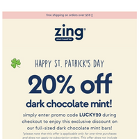 Zing Bars email thumbnail