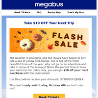 Megabus email thumbnail