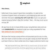 Songfinch email thumbnail