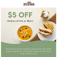 Cafe Zupas email thumbnail