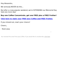 Javy Coffee email thumbnail