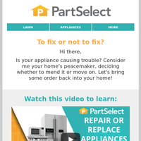 PartSelect.com email thumbnail