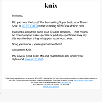 Knixwear Canada email thumbnail