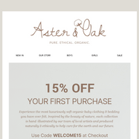 Aster & Oak email thumbnail